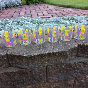 Vintage Kmart Multicolor Tulip, Butterfly and Swirl (6) Acrylic  Tumblers